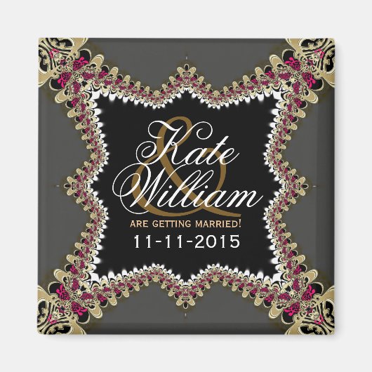  Lace Wedding Announcement Magnet Magneet (Voorkant)