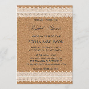  Lace Wine Cork BRIDAL SHOWER Kaart