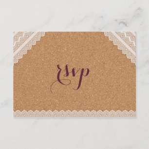 Lace Wine Cork Wedding RSVP