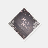 Lace wood blush glitter Mr en Mrs rustic bruiloft Servet (Hoek)