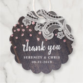 Lace wood blush glitter rustige bruiloft bedankt bedankjes labels (Voorkant)
