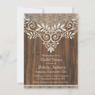 Lace Wood Rustic  Ivory Vrijgezellenfeest Kaart