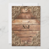 Lace Wood Rustic Western Elegant Wedding Kaart (Achterkant)