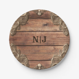 Lace Wood Rustic  Western Elegant Wedding Papieren Bordje