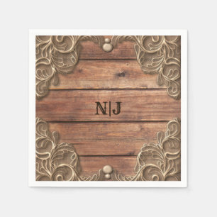 Lace Wood Rustic  Western Elegant Wedding Servet