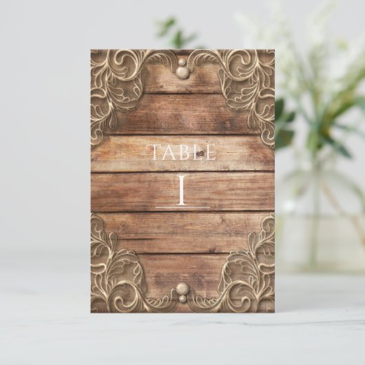 Lace Wood Rustic Western tafelnummer (Staand voorkant)