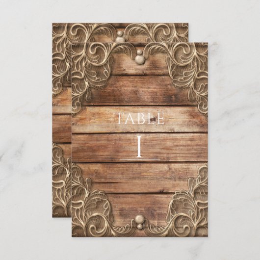 Lace Wood Rustic Western tafelnummer (Voorkant / Achterkant)