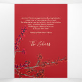 Lace Zwart Grenzen Rood Gepersonaliseerd Wit Scrip Drieluik Wenskaart (Binnenkant midden)