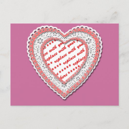 Laced Heart Shaped Photo Lijst Briefkaart (Voorkant)