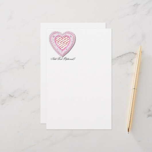 Laced Heart Shaped Photo Lijst Briefpapier (Voorkant / Achterkant in situ)