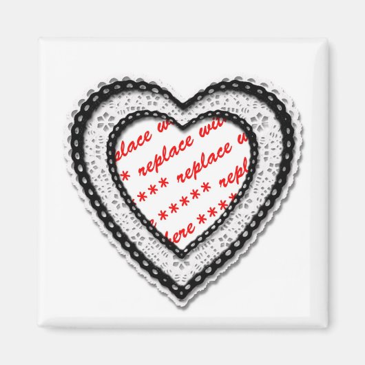 Laced Heart Shaped Photo Lijst Magneet (Voorkant)