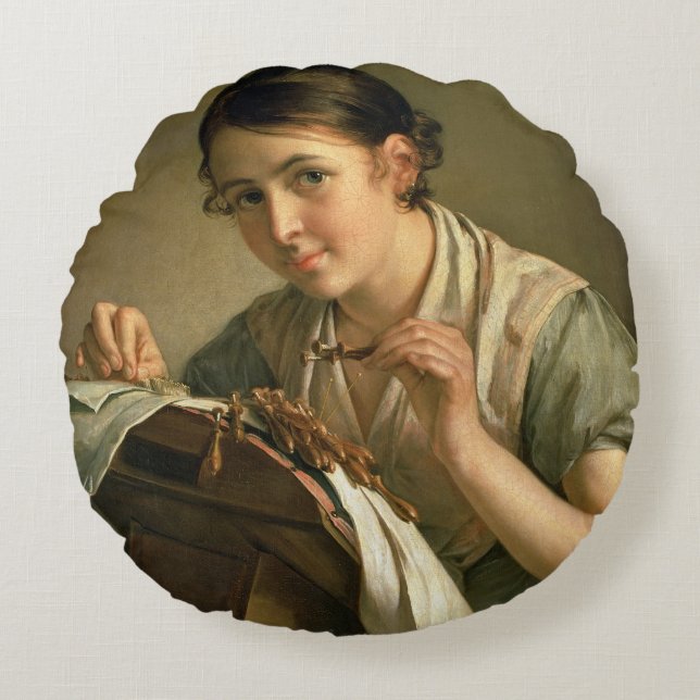 Lacemaker, 1823 rond kussen (Voorkant)
