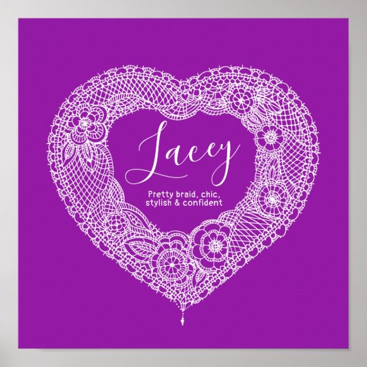 Lacey lace hartart name betekent poster (Voorkant)