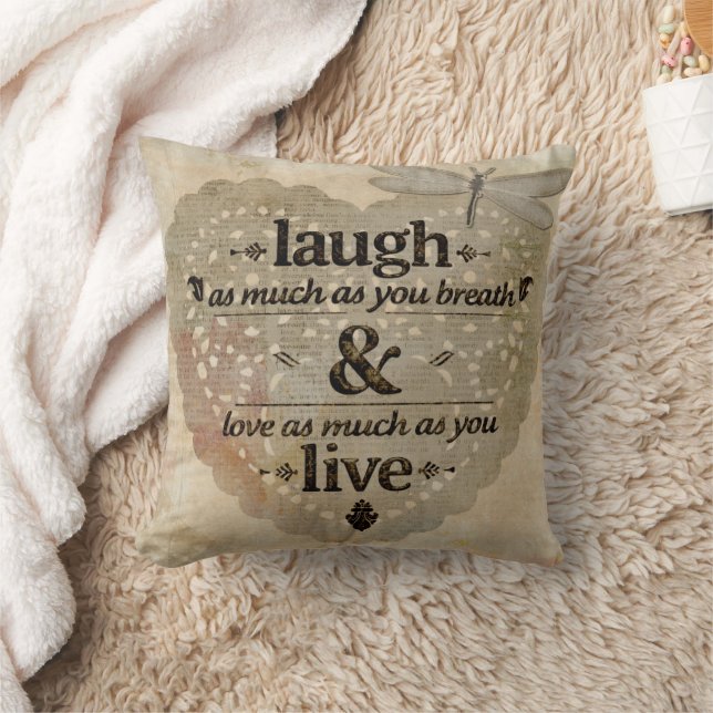 Lach Breathe Love Live Home Decor Kussen (Deken)
