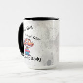 "Lach groot, lach vaak, herhaal dagelijks" Cartoon Mok (Voorkant links)