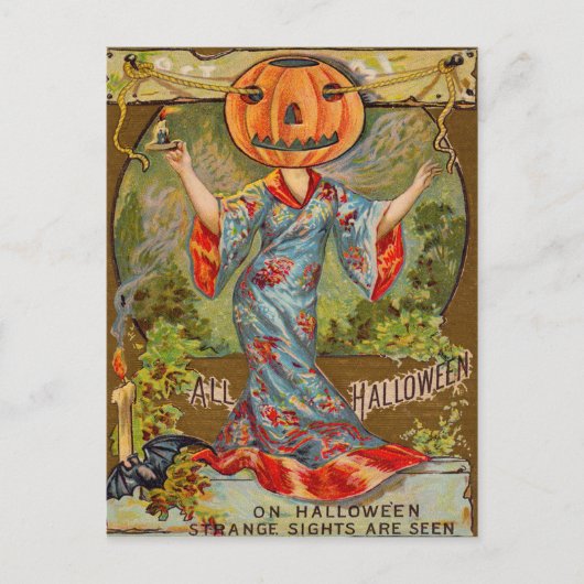 Lach Jack O' Lantern Pumpkin Bat Briefkaart (Voorkant)