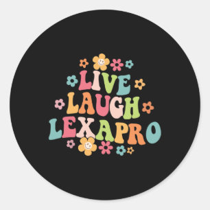 Lach Lexapro Groovy Mental Health Therapeut Anxie Ronde Sticker