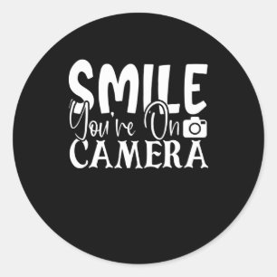 Lach op uw camera ronde sticker