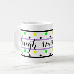 Lach Quote Paarse Geel Groene Polka Dots Koffiemok