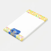 Lach Skeleton Woman in Blue Bonnet op Yellow Post-it® Notes (Schuin)