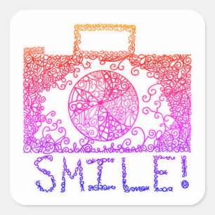 "Lach!" Sunrise Camera Square Stickers