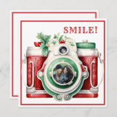 Lach | Vintage camera kerstkaart (Voorkant / Achterkant)