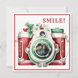 Lach Vintage camera kerstkaart