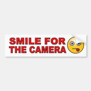 Lach voor de camera met gezicht grappig bumpersticker