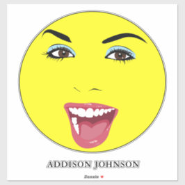 Lach  Vrouw Glamourous Chique Geel Naam 14" Sticker