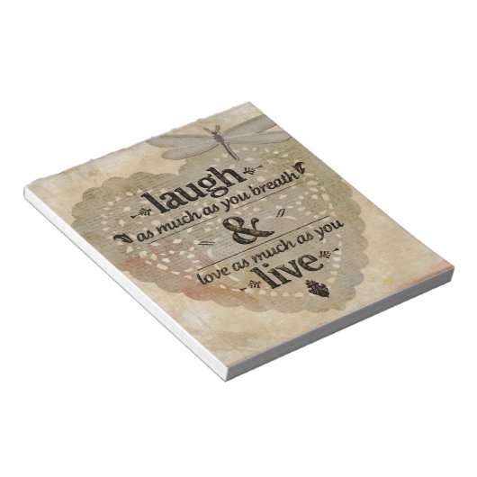 Lach zoveel als je ademhaalt Mindfulness Citatief Notitieblok (Schuin)