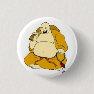 lachen boeddha ronde button 3,2 cm