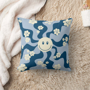 Lachen - Donkerblauw, lichtblauw en crème Kussen