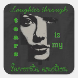 Lachen door tranen vierkant sticker