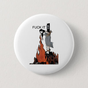 Lachen Hierom - Heks Die Brandt In Vlammen Meisje Ronde Button 5,7 Cm
