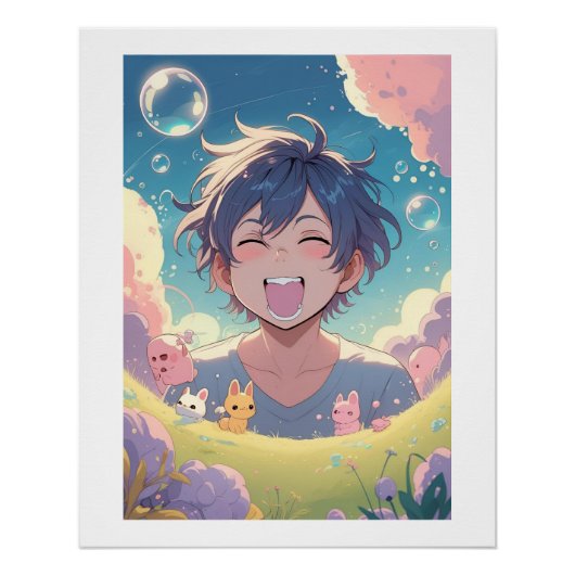 Lachen im Zaubergarten – Anime Poster mit Fantasie Perfect Poster (Voorkant)