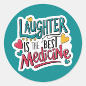 Lachen is het beste medicijn Sierkussen Ronde Sticker (Voorkant)