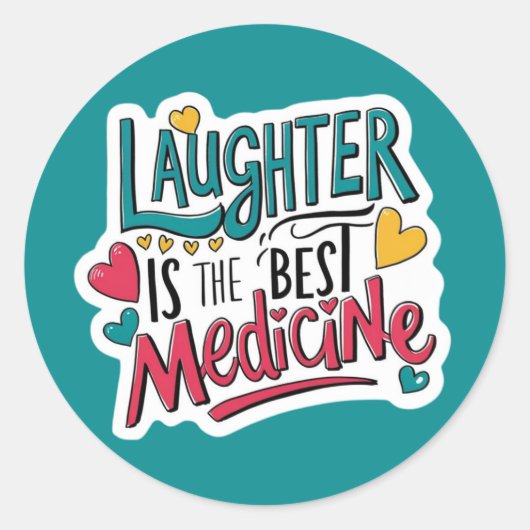 Lachen is het beste medicijn Sierkussen Ronde Sticker (Voorkant)