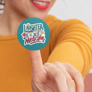 Lachen is het beste medicijn Sierkussen Ronde Sticker