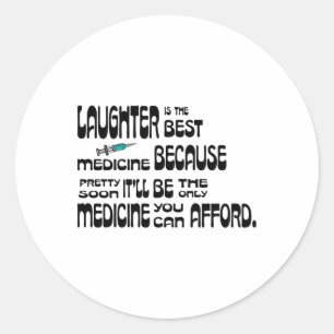 Lachen is het beste medicijn zwart-wit. Gra Ronde Sticker