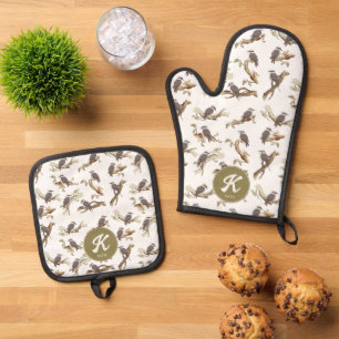 Lachen Kookaburra Australisch Eucalyptus Monogram Ovenwant & Pannenlap Set