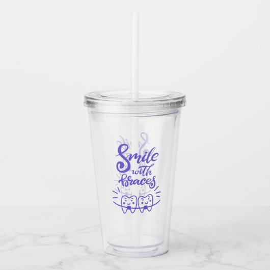 Lachen met races | Glimlende Teeth Acryl Drinkbeker (Voorkant)