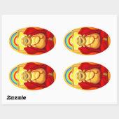 Lachen Regenboog Boeddha Ovaal Sticker (Vel)