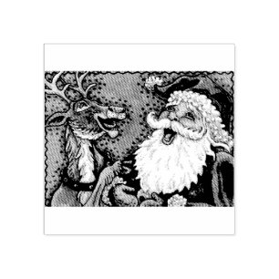 LACHEN SANTA & RENDIER, KERST RUBBER STEMPEL