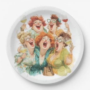 Lachen tijdens de nacht van de dames papieren bordje
