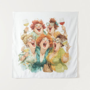 Lachen tijdens de nacht van de dames wandkleed