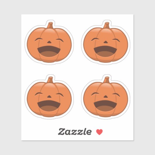 Lachend Halloween Pompoen, Set van 4 Sticker (Vel)