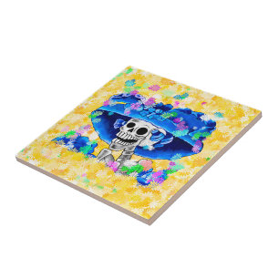 Lachend Skelet Vrouw Dia De Los Muertos Tegeltje
