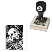 LACHEND SKELET & ZIJN JACK O LANTERN, HALLOWEEN 	RUBBERSTEMPEL (Gestempeld)