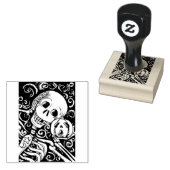 LACHEND SKELET & ZIJN JACK O LANTERN, HALLOWEEN 	RUBBERSTEMPEL (Gestempeld)