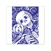 LACHEND SKELET & ZIJN JACK O LANTERN, HALLOWEEN ZELFINKTENDE STEMPEL (Design)